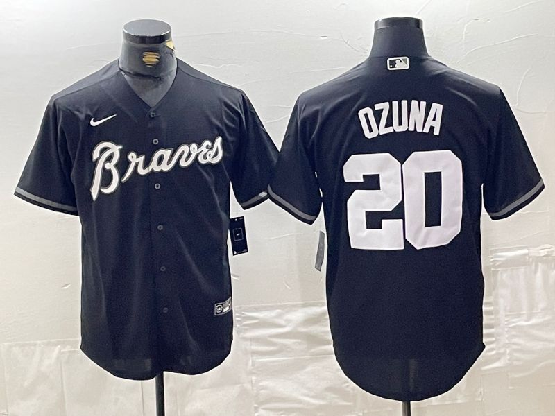 Men Atlanta Braves #20 Ozuna Black Fashion Nike Game MLB Jersey style 2->jacksonville jaguars->NFL Jersey